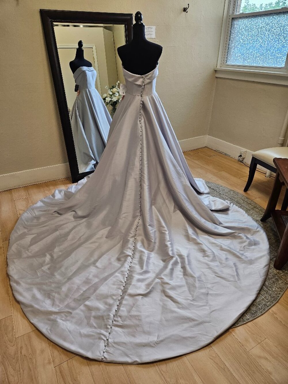 Size 12 Platinum light grey strapless straight neckline Aline bridal gown Allure